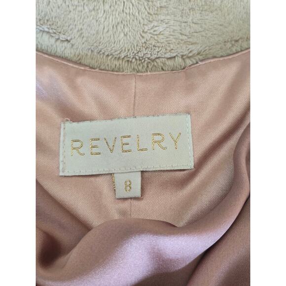 Revelry Pink Ember Satin Maxi Gown Bridesmaid Wedding Formal Side Slit Size 8 - Picture 7 of 11